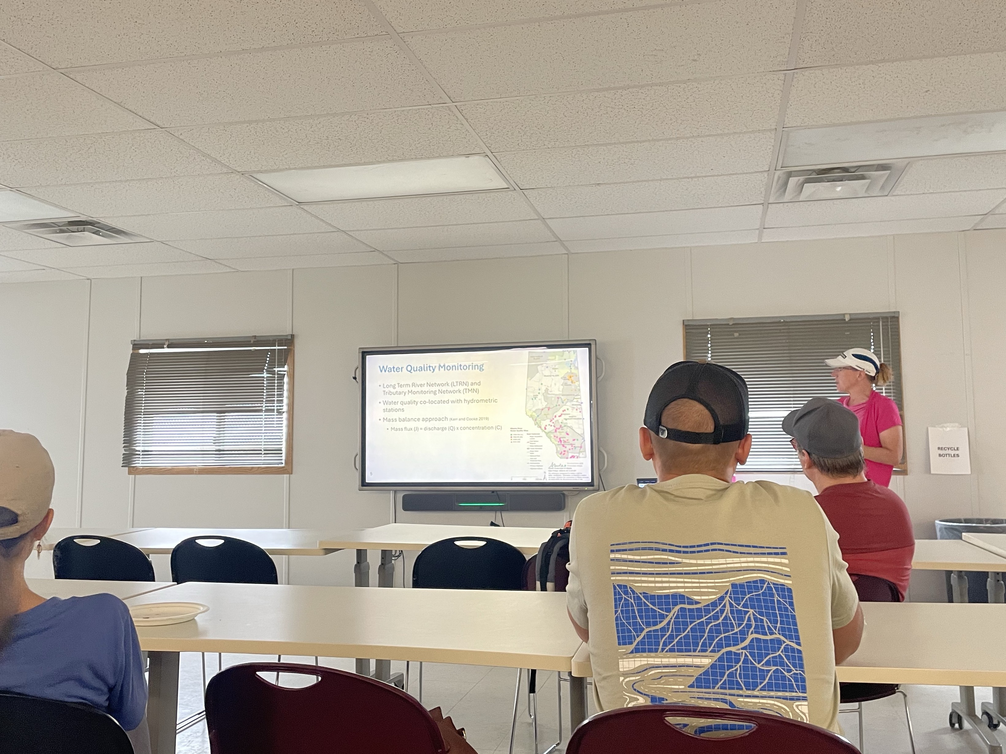 Brandi Newton presenting about water quality monitoring networks in Alberta. 